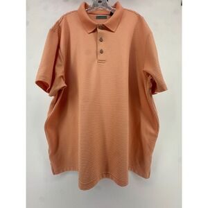 Cubavera Mens XXL‎ Peach Ribbed Short Sleeve Polo Shirt Textured Coral Casual